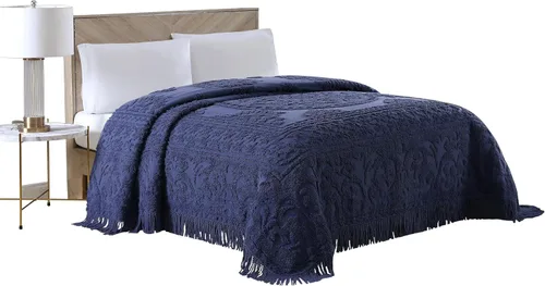 Vista 4 de Beatrice Home Fashions Medallón de chenilla, funda estándar, azul