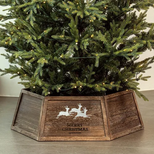 Vista 9 de HarcoHome Collar de Árbol de Navidad de Metal con Copo de Nieve 3D Auténtico, Base de Hierro Hexagonal Resistente para Árbol de Lápiz, Anillo