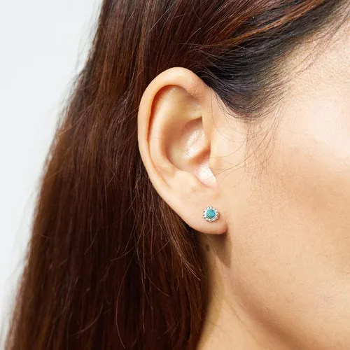 Vista 2 de Boma Jewelry Sterling Silver Balinese Circle Stud Earring