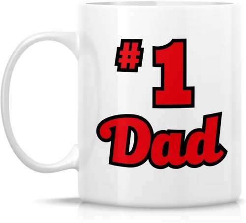 Vista 2 de Retreez - Taza divertida con texto en inglés "No. 1 Dad", 325 ml, tazas de cerámica, mensajes divertidos, sarcásticos, motivacionales, regalos