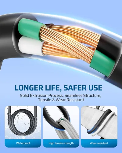 Vista 4 de DEWENWILS Paquete de 10 cables de extensión cortos, cable de alimentación de 1 pie, cable de extensión SJTW de 16 AWG resistente a la intemperie