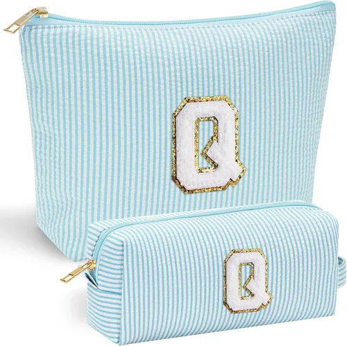 Vista 164 de YOOLIFE Regalos del Día de la Madre para Mujeres, Bolsa de Maquillaje con Iniciales, Bolsa de Maquillaje para Viaje, Bolsa de Maquillaje Negro