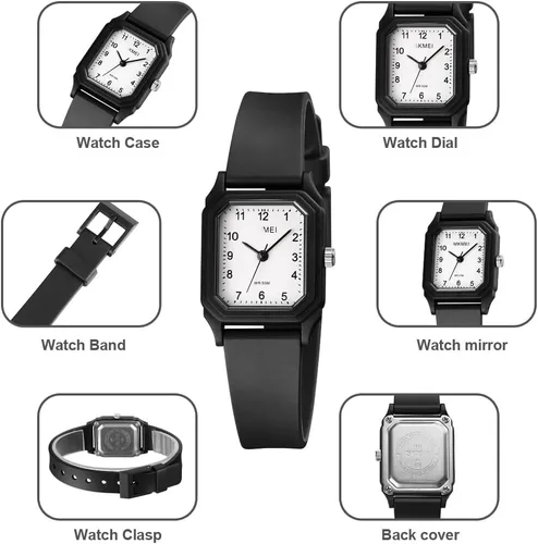 Vista 5 de TOOCAT Reloj de pulsera para mujer, relojes de cuarzo simples para mujer, impermeables, mini relojes analógicos ultrafinos para mujer