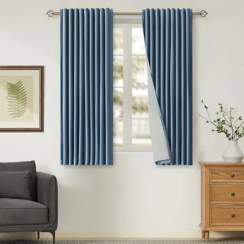 Vista 23 de Cortinas opacas de terciopelo de felpa negras de 63 pulgadas de largo para dormitorio, juego de 2 paneles de forro con bolsillo para barra, pestaña