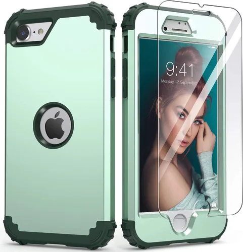 Vista 17 de IDweel Funda para iPhone SE 2020 con protector de pantalla, para iPhone SE 2022, 3 en 1, absorción de golpes, ajuste delgado, cubierta