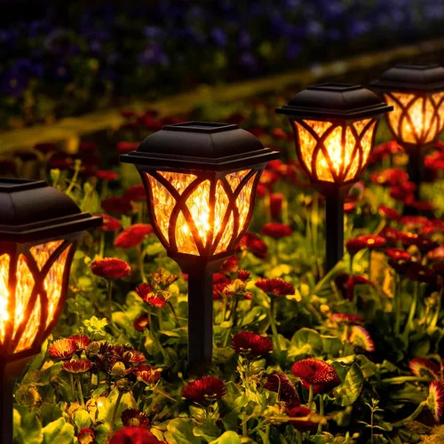 Vista 9 de GIGALUMI Paquete de 6 luces solares impermeables para exteriores, luces LED solares de jardín, decoraciones al aire libre, decoración de jardín