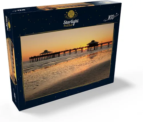 Vista 2 de MyPuzzle Sunset At The Pier in Fort Myers Beach On The Gulf Coast, Florida, Estados Unidos, rompecabezas prémium de 100 piezas para adultos