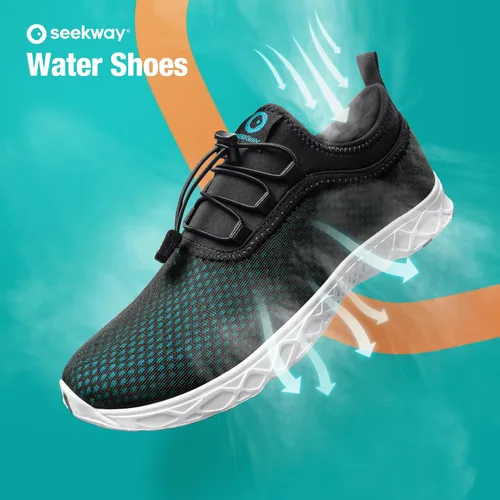Vista 2 de SEEKWAY Zapatos de agua para hombre y mujer, secado rápido, zapatos acuáticos descalzos, playa, caminar, kayak, canotaje, deportes acuáticos SP006
