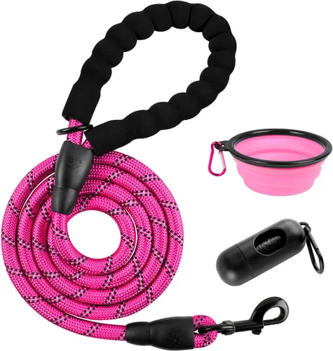 Vista 39 de BARKBAY - Correas para perros grandes, resistentes, de 4/5/6 pies, con cómoda asa acolchada y hilos altamente reflectantes para perros medianos
