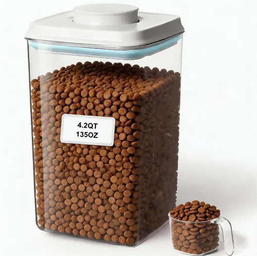 Vista 8 de Contenedor de alimentos para perros y gatos, contenedor de almacenamiento de alimentos con tapa pop de 2.8 cuartos para croquetas y golosinas 89.6
