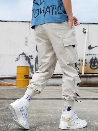 Vista 4 de Streetwear - Pantalones de hip hop, pantalones cargo deportivos, casuales, deportivos, para hombres, parejas, mujeres, unisex
