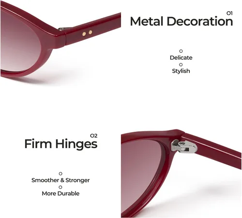 Vista 5 de mosanana Gafas de sol ovaladas retro para mujer, diseño de ojo de gato Y2K de los años 90, MS52587