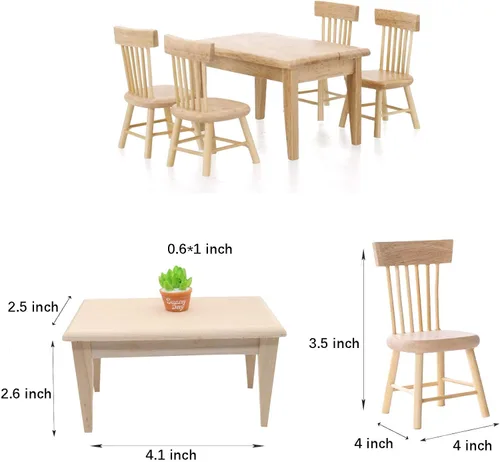 Vista 6 de Hiawbon Juego de cocina miniatura a escala 1:12 Mini muebles de madera