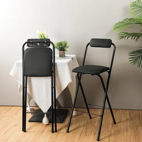 Vista 6 de Thyle 1 pieza de taburete de bar plegable con respaldo, taburete alto plegable portátil, silla de bar plegable de altura de encimera, asiento