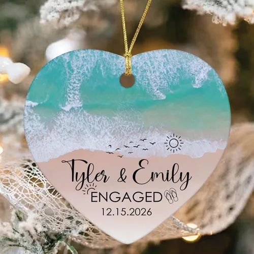 Vista 21 de Just Married - Regalo de recuerdo para recién casados, adorno de boda personalizado en la playa con nombres y fecha