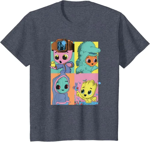 Vista 18 de Marvel I Am Groot Pop Art Costumes Box Up Camiseta, Negro