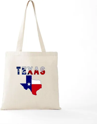 Vista 5 de CafePress Mapa de la bandera con la bolsa de asas de Texas Bolso de asas de la lona natural, bolso