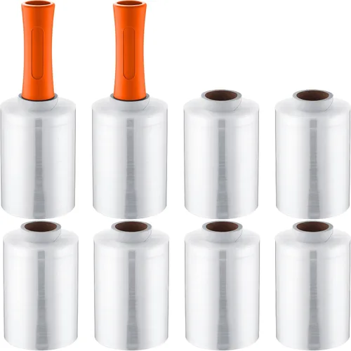 Vista 10 de Jutom 16 piezas de mini película elástica industrial, rollo retráctil de plástico para mover 2 asas de 5 pulgadas x 1000 pies, embalaje Negro