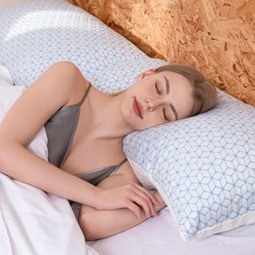 Vista 6 de Love Attitude Almohada de cama tamaño King, 1 unidad, almohada de espuma viscoelástica triturada ajustable, almohada refrescante suave y de apoyo