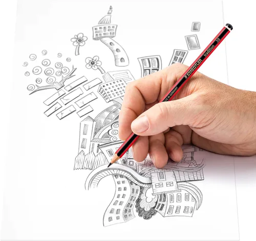 Vista 4 de STAEDTLER 110-3B Tradition - Lápiz de grafito para dibujo y bocetos, 3B (caja de 12), color negro