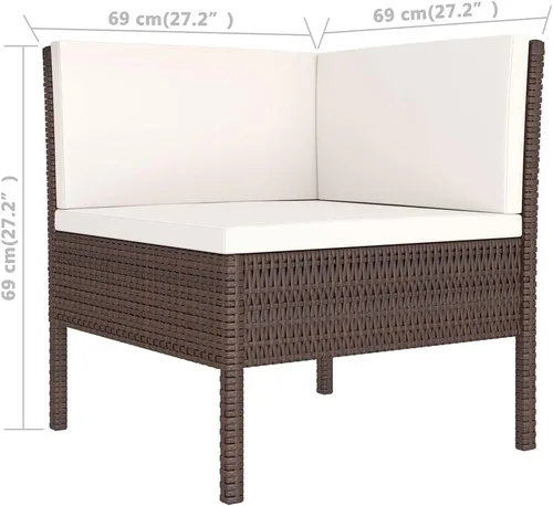Vista 6 de 3-Piece Modular Outdoor PE Rattan Garden Sofa Set, Brown