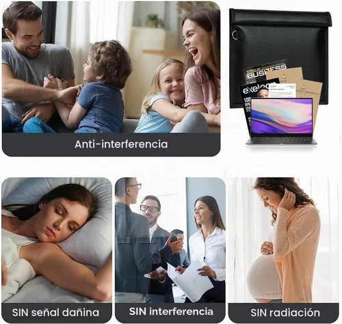 Vista 4 de Bolsas Faraday grandes a prueba de EMP, bolsa Faraday para tableta, bolsa Faraday, evita piratería, seguimiento y NFC/WiFi/Bluetooth para teléfonos