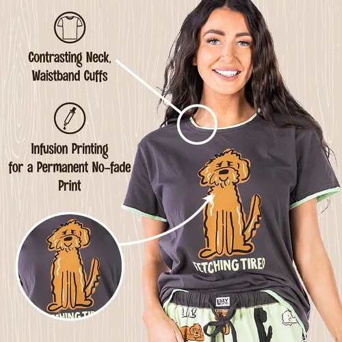 Vista 5 de Lazy One Pijamas para mujer, lindos pantalones de pijama para perros y gatos y parte superior separada