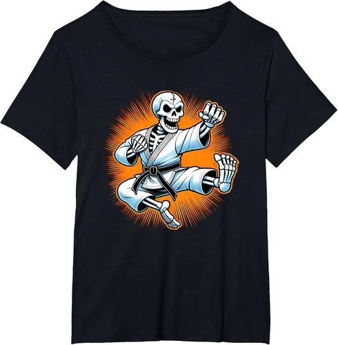 Vista 3 de Camiseta de karate de esqueleto de Halloween