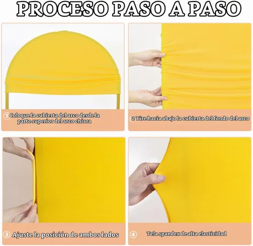 Vista 5 de Cubierta de Arco Dorada de Spandex Cubiertas de Arco de Boda Cubiertas de Arco de 6 Pies Cubierta de Arco Ajustada Elástica Tela de Telón de Fondo