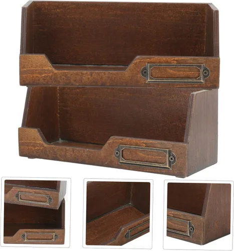 Vista 3 de Caja organizadora de joyas de madera clásica Washi Tape Holder 2pc Estuche de almacenamiento de escritorio