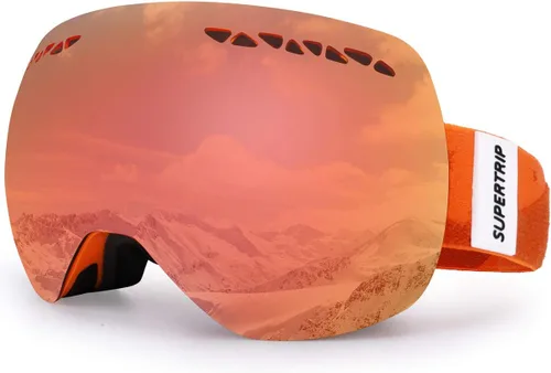 Vista 8 de Supertrip Gafas de esquí profesionales para hombres y mujeres, doble lente antivaho grandes esféricos, unisex, multicolor, gafas de nieve