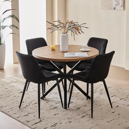 Vista 14 de Juego de mesa de comedor redonda de 39 pulgadas para 4, mesa Beige
