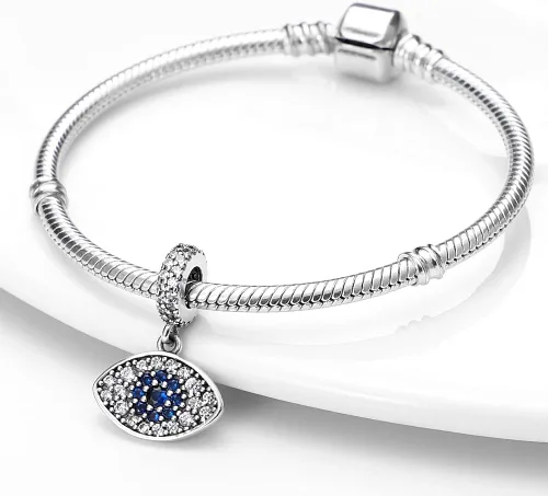 Vista 2 de Pandach Dijes de plata de ley 925 para pulsera y collar, colgante con piedras de circonita cúbica 5A, cuentas de joyería, regalos para mujeres