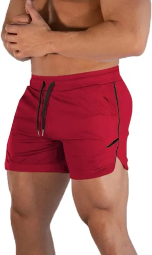 Vista 9 de FLYFIREFLY Pantalones cortos de entrenamiento de gimnasio para hombre, ligeros, atléticos, pantalones cortos para entrenamiento de culturismo