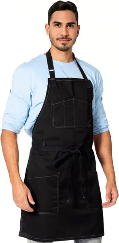 Vista 9 de Under NY Sky Delantal de chef – Sarga profesional gris real – Correas de algodón – Bolsillos inteligentes – Ajustable para hombres y mujeres