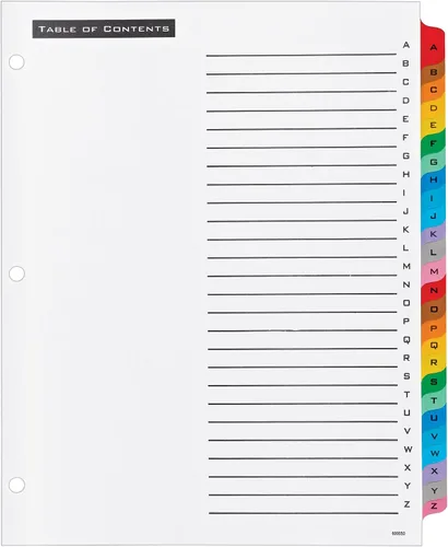 Vista 2 de Office Essentials 11677 Table 'n Tabs divisores, 26 pestañas, letra