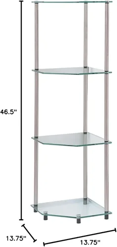 Vista 3 de Convenience Concepts - Estante de esquina de vidrio de 4 niveles Go-Accsense, Acero, Vidrio transparente