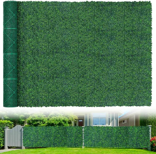 Vista 9 de Grooy Paneles de rollo artificiales de madera de boj, 40" x 120" (33.33 pies cuadrados) Pantalla de valla de privacidad con hojas de hiedra