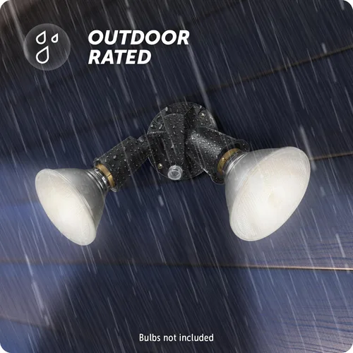 Vista 2 de GLOBE Electric Luz de inundación automática de 240 W de doble cabeza negra cableada de seguridad del atardecer al amanecer, foco, al aire libre