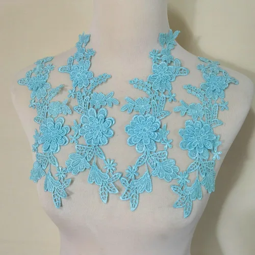 Vista 9 de 1 par de apliques de bordado para boda, encaje floral, adornos de costura (negro A)