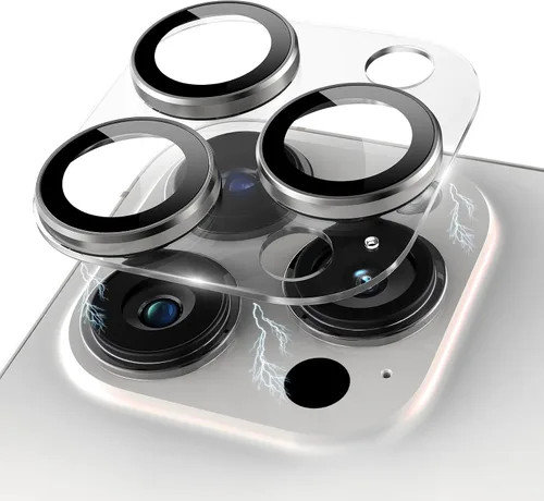 Vista 12 de Protector de lente de cámara con purpurina compatible con iPhone 15 Pro/iPhone 15 Pro Max, acrílico transparente más anillo de aleación de aluminio
