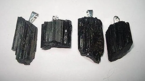 Vista 3 de Sublime Gifts - Colgante de turmalina negra cruda con forma de piedra preciosa curativa de cristal natural y lazo de metal