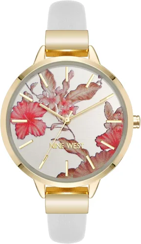 Vista 7 de Nine West Reloj de mujer con esfera floral y correa lisa