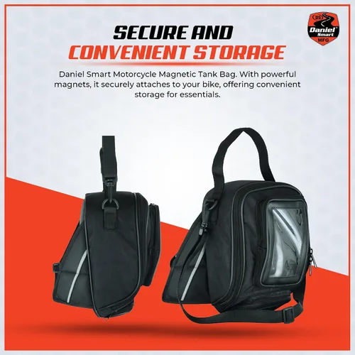 Vista 5 de Daniel Smart - Bolsa de tanque para motocicleta con bolsillo compatible con pantalla táctil, resistente al agua, bolsa magnética para teléfono