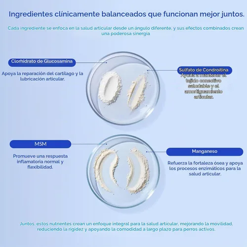 Vista 5 de Suplemento de cadera y articulaciones para perros, glucosamina, MSM y condroitina, 120