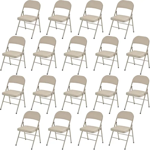 Vista 24 de Paquete de 4 sillas plegables negras, sillas plegables acolchadas con asiento y respaldo de piel sintética, sillas plegables de metal portátiles