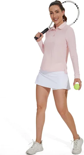 Vista 5 de M MOTEEPI Camisas de sol con protección UV para mujer con 3 botones, camisas de golf ligeras