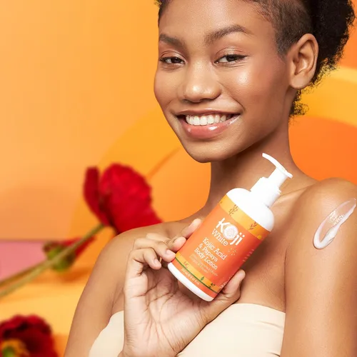 Vista 4 de Koji White Loción corporal Kojic Acid & Papaya - Exfoliante, hidratante, hidratante, cuidado de la piel para piel dañada por el sol, vegana, sin