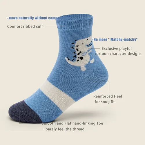 Vista 33 de Aisyee Calcetines de algodón para niños, calcetines sin costuras para niños, calcetines coloridos de cuarto de punto, paquete de 6