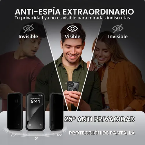 Vista 2 de BERFY Funda para iPhone 12 Pro Max, compatible con MagSafe, protector de pantalla de privacidad integrado y protección de cámara, antiespía